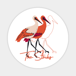 Red and White The Stork Birds Magnet